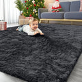 OLANLY 6x7 Area Rugs for Living Room Bedroom, Machine Washable Soft Fluffy Shaggy Bedside Rug, Indoor Floor Carpet for Kids Girls and Boys, Dorms, Nursery Rooms, Home Decor Aesthetic, Black