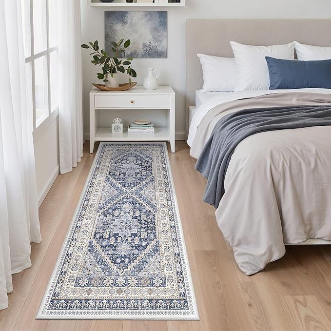 zesthome Runner Rug 2x5 - Stain Resistant Machine Washable Rug, Non Slip Vintage Hallway Runner Rugs, Low Pile Lightweight Runners for Kitchen, Entryway and Corridor