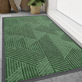 Smiry Front Door Mat Outside Entrance, Heavy Duty Sturdy Natural Rubber Doormat, Trap Dirt and Moisture, Easy Clean Low Profile Welcome Floor Mats for Indoor Outdoor Entry, 47x23 Inch, Green