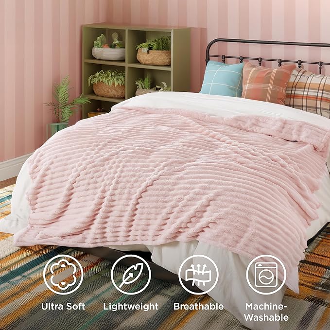 Bedsure GentleSoft California King Size Blanket for Bed - Cozy Soft Blankets for Women, Cute Large Throws for Girls, Crystal Pink, 102x96 Inches