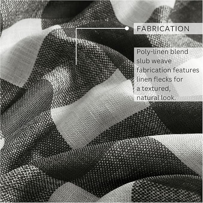 Elrene Home Fashions Farmhouse Living Grainger Buffalo-Check Blackout Window Curtain, Living Room and Bedroom Drape with Rod Pocket Tabs, 52" x 84", Black, 1 Panel