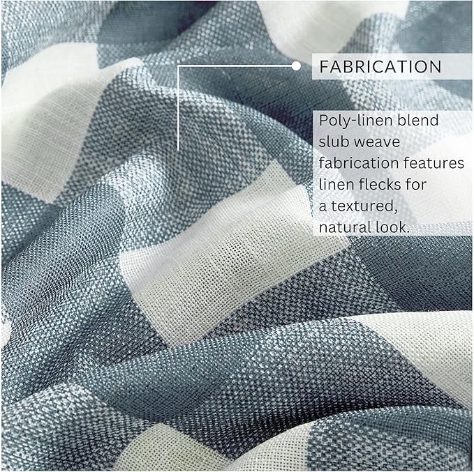 Elrene Home Fashions Farmhouse Living Grainger Buffalo-Check Blackout Window Curtain, Living Room and Bedroom Drape with Rod Pocket Tabs, 52" x 95", Chambray, 1 Panel