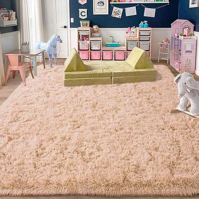Rugs for Living Room 6x9, Soft Shaggy Modern Shag Area Rug for Bedroom, Upgrade Non-Slip Plush Fluffy Carpet for Kids Boys Girls Room Home Decor Aesthetic, Camel