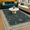 Hazo Haus Vintage Dark Green 6x8 Dining Room Rugs for Under Kitchen Table - Washable Livinig Room Rug - Unique Floral Pastel Low Pile Non-Slip Area Rugs for Bedroom