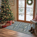 Washable 2x4 Entryway Area Rugs: Anti-Slip Thin Kitchen Carpet Indoor Light-Weight Doormat Ultra Soft Low Pile Nursery Room Rug Vintage Small Floor Mat for Hardwood Bedroom (2x4,Floral/Blue)