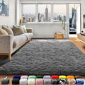 ONASAR Grey Area Rugs for Bedroom Living Room, Fluffy Fuzzy Shag Shaggy 4x6 Bedside Rug, Gray Soft Plush Indoor Floor Carpet for Nursery Kids Girls Boys Teen Dorm Home Office Decor Aesthetic