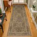 Brown 2'6" x 8' Runners for Hallways Non Slip, Extra Long Floor Runner for Kitchen, Entryway Indoor, Washable Rubber Backing Stain Resistant - Soft Boho Vintage Gold Brown Floral Décor