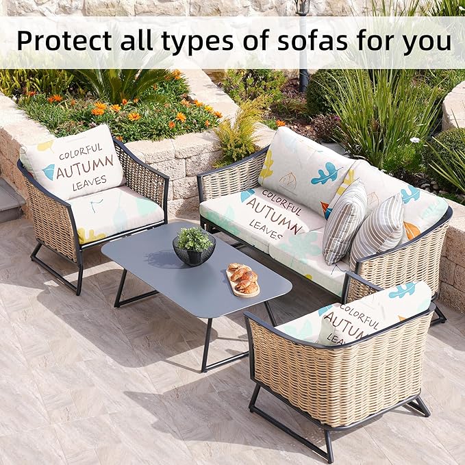 8Pcs Stretch Patio Cushion Covers,Outdoor Couch Covers Replacement,Outdoor Couch & Sofa Slipcovers,for Patio Furniture Cushion Covers,Washable Reusable urniture Protector(Chrysanthemum,8PCS)