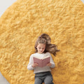OLANLY Mustard Yellow Round Rugs for Bedroom - Machine Washable, 7 ft Circle Area Rugs for Living Room, Soft and Fluffy Shaggy Carpet for Teen Girl and Boys, Nursery Rooms, Dorms, Home Decor Aesthetic