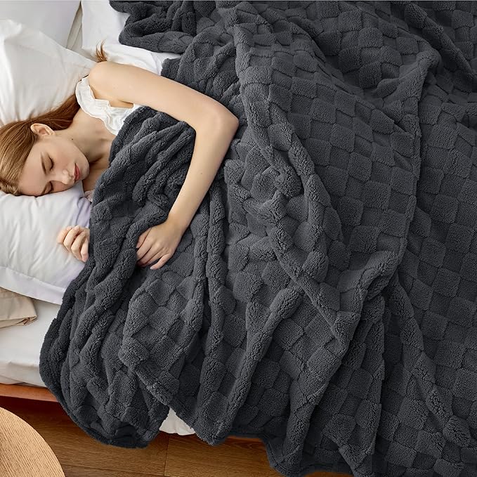Bedsure GentleSoft Blankets Queen Size for Bed - Super Soft Cozy Blanket for Kids Girls, Large Fuzzy Fleece Throw for Bedroom Decor, Dark Grey, 90x90 Inches