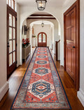 SERISSA Runner Rug for Hallways, 2'6"x18' Washable Non Slip Kitchen Runner Rug, Extra Long Boho Rug Ultra Soft Vintage Rust Print Floor Carpet for Hallway Living Room Dining Room Bedroom