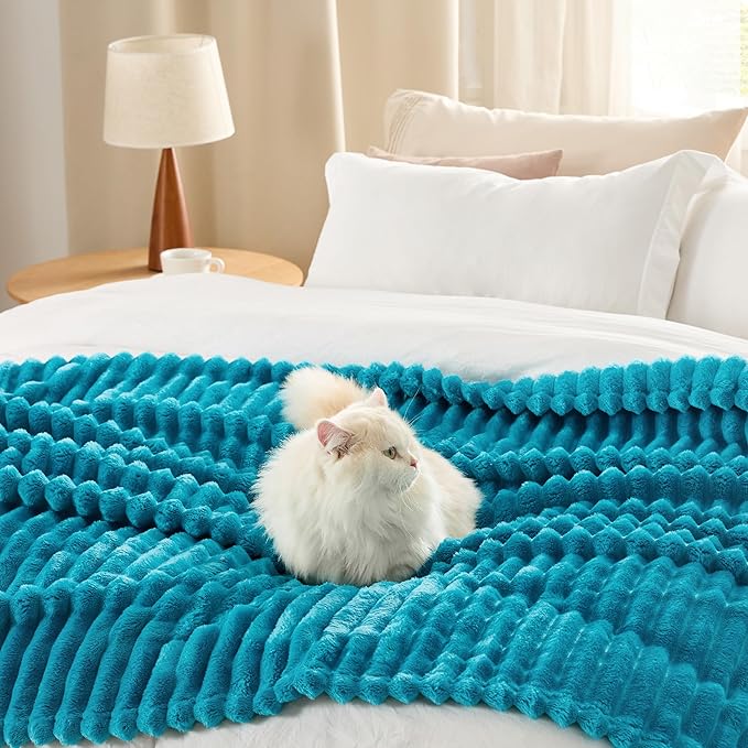 Bedsure GentleSoft Teal California King Size Blanket for Couch - Cozy Soft Blankets for Women, Cute Small Fleece Throws for Girls, Birthday Gifts for Women, 102x96 Inches