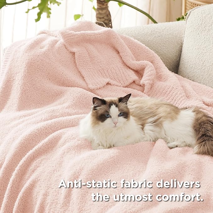 Bedsure Gentlesoft Knit Twin Blanket for Couch - Soft Cozy Fluffy Throw Blanket, Lightweight Warm All Season Plush Blankets for Bed Sofa, Mothers Day, Birthday Gifts for Her Him, Pink, 60x80 Inches