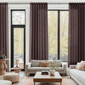 Coffee Brown Linen Curtains 132 Inch Length for Living Room Light Filtering Semi Sheer Curtain Back Tab Modern Rustic Home Decor Neutral Drapes Floor to Ceiling High Window for Bedroom 52x132,2 Panels