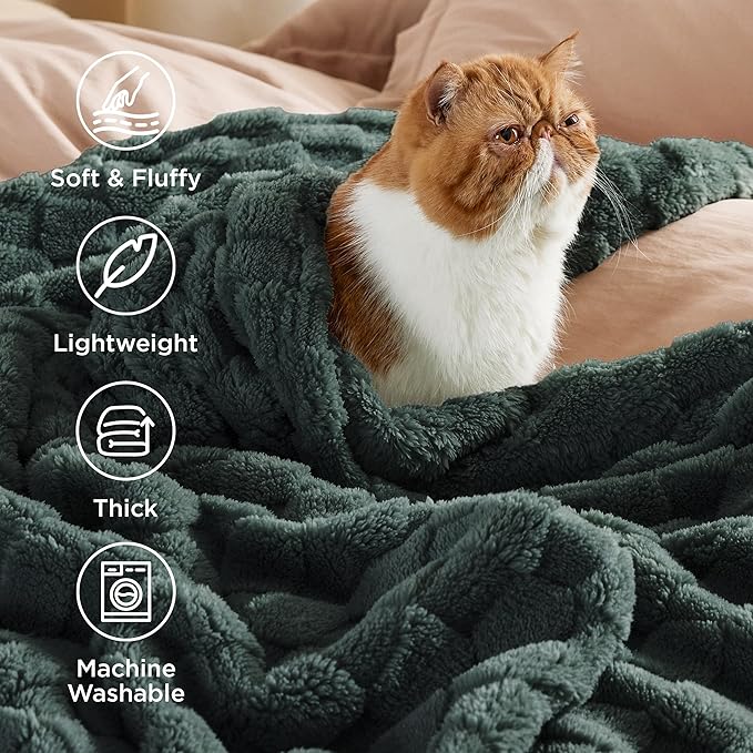 Bedsure GentleSoft King Size Spring Blanket for Bed - Super Soft Cozy Blankets for Kids Girls, Large Fuzzy Fleece Throw for Bedroom Decor, Dark Green,108x90 Inches