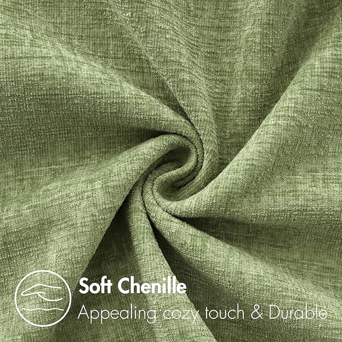 MIULEE Pack of 2 Couch Throw Pillow Covers 20x20 Inch Spring Soft Sage Green Chenille Pillow Covers for Sofa Living Room Solid Dyed Pillow Cases
