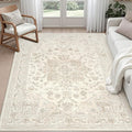 6x9 Area Rugs for Living Room: Vintage Boho Neutral Washable Rug Indoor Soft Large Area Rug Carpet for Bedroom Nursery Farmhouse Dining Room Office Floor Non-Slip Low Pile Under Table Rug Beige White