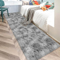 Super Soft Fluffy Living Room Area Rug 2x10 ft Tie-Dyed Light Grey Shaggy Furry Carpet Washable Non-Slip Floor Rugs Bedroom Bedside Nursery Rug Fuzzy Boys Girls Dorm Home Decor Aesthetic