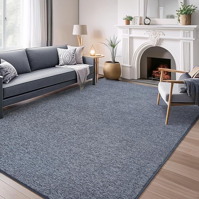 AROGAN Washable 7×10 Living Room Rug, Modern Area Rugs with Soft Memory Foam for Bedroom, Minimalist Non-Slip Indoor Floor Carpet for Dining Room Office Kids Playroom Decor, Navy Blue