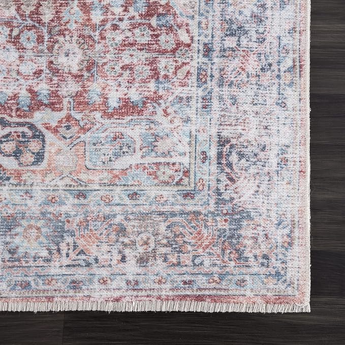 Area Rug 2x3 Machine Washable Non-Slip, Polyester, Dark Blue