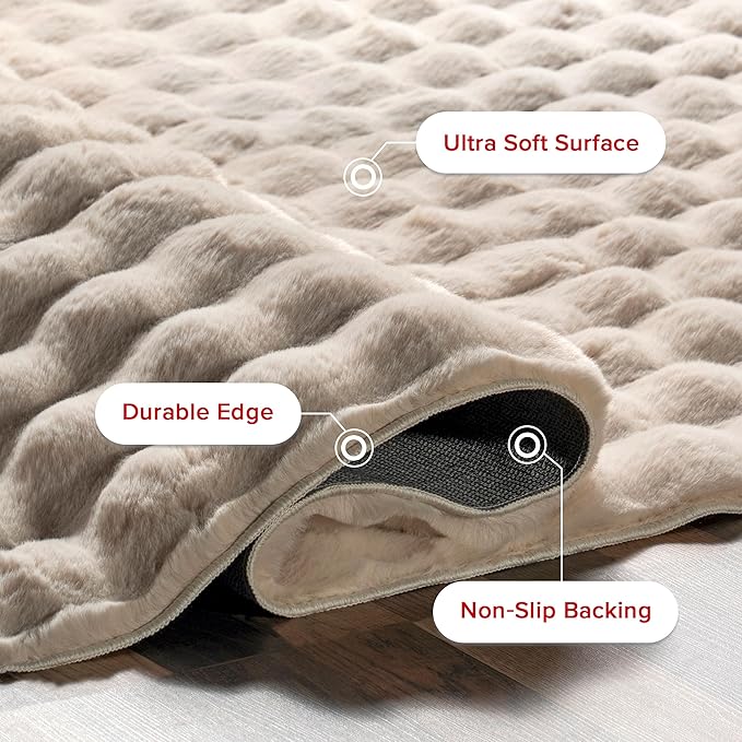 nuLOOM 7'6' x 9'6' Cozy Plush Area Rug, Machine Washable, Non-Slip, Soft Fluffy Shag Carpet for Living Room Bedroom Kids Room Nursery Home Decor, Jeni Beige