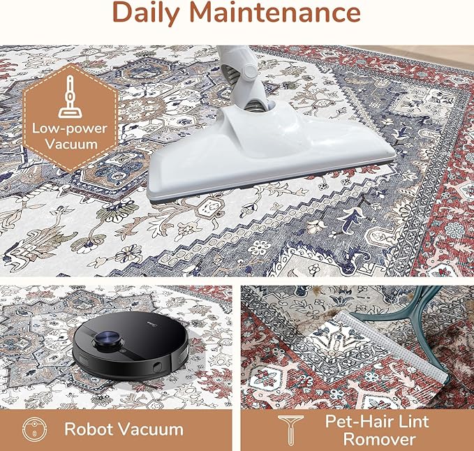 OPPODREAM Soft Entryway Rug 2x6, 2x6 Rug Runner, Washable Hallways Carpet 2 x 6 with Non Slip Backing, Low-Pile Bedside Carpet 2 x 6, Long, Faux Cashmere, Red & Grey