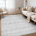 Nakagishi 5x8 Area Rugs Living Room: Washable Boho Large Neutral Soft Farmhouse Rug Stain Resistant Modern Indoor Floor Non-Slip Carpet for Bedroom Nursery Kids Office Dining Room Dorm - Dark Grey