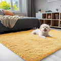 OLANLY 3x5 Machine Washable Small Bedside Rug, Soft Fluffy Shaggy Rugs for Living Room, Bedroom, Indoor Floor Carpet for Kids Girls and Boys, Preppy Dorms, Nursery, Home Decor, Mustard Yellow