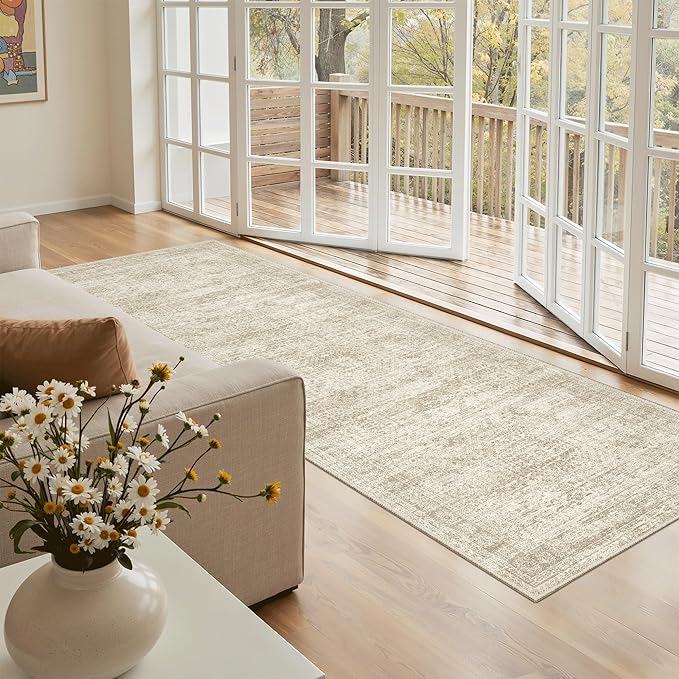 Runner Rug 2x5 Washable Non-Slip Kitchen Runner Rugs for Bathroom Laundry Room Beige Vintage Floor Carpet Runners for Hallway Entryway