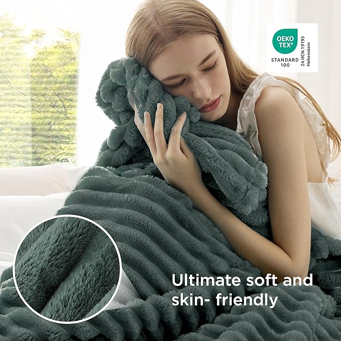 Bedsure GentleSoft Mallard Green Fleece Blanket for Couch - Cozy Soft Blankets for Women, Cute Small Throws for Girls, 60x80 Inches