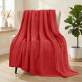 Whale Flotilla Extra Large Fuzzy Fleece Throw Blanket for Couch, 50x70 Inch Fluffy Warm Soft Jacquard Blankets for All Season, Lightweight and Cozy, Red