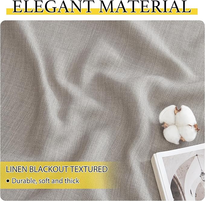 NICETOWN Linen Curtain Valances for Living Room 30 inch Length 2 Panels, Grommet Top Light Blocking Room Darkening Curtains Thermal Insulated Window Tiers for Barhtoom Window, Angora, W50 x L30