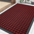 Smiry Front Door Mat Outside Entrance, Heavy Duty Natural Rubber Doormat, Non Slip, Trap Dirt and Moisture, Easy Clean, Low Profile Welcome Floor Mats for Indoor Outdoor Entry, 29.5x17 Inch, Red