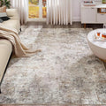 UERMEI 10x13 Area Rug Living Room Rugs - Washable Neutral Modern Abstract Soft Thin Rug Indoor Floor No Slip Rug Carpet for Bedroom Under Dining Table Home Office Decor - Brown Grey