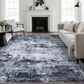 10x14 Area Rug Living Room Rug: Washable Modern Abstract Soft Thin Rug Indoor Floor No Slip Stain Resistant Carpet for Bedroom Dining Room Farmhouse Nursery Home Office - Black
