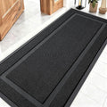 OLANLY Front Door Mat Indoor Outdoor Entrance, Waterproof All-Season, All-Weather Doormat, Sturdy Natural Rubber, Low Profile, Easy Clean Patio Porch Entryway Mat, 59x23, Jet Black