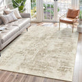 Soalmost Abstract Rug 5x7 Machine Washable Area Indoor Beige Gray White Low Pile Non-Slip Foldable Thin Accent Rugs for Bedroom Living Room Dining Room Grey