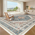 Madane Washable Rug 8x10 Area Rugs for Living Room, Ultra-Thin Non-Slip Backing Rug, Stain Resistant Vintage Large Area Rug for Bedroom (Navy Blue, 8'x10')