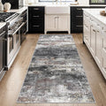 Runner Rug for Hallway Kitchen 2x10 Machine Washable Runners Rug for Entryway, Dark Gray Soft Modern Abstract Throw Rugs, Low Pile Floor Carpet with Non Slip Rubber Backing