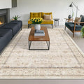 Hazo Haus Ivory 5x8 Area Rug for Bedroom, Home Office, Washable Non Slip Dinning Rugs for Under Table, Soft Low Pile Neutral Farmhouse Boho Living Room Décor