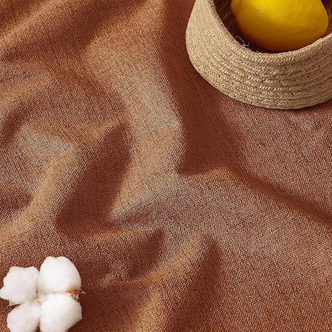 RYB HOME Burnt Orange Total Blackout Curtains Linen Texture, Fall Curtains for Bedroom/Living Room/Office, Thermal Insulated Boho Farhmouse Home Decor, Luxury Privacy Drapes, W52xL96, 2 Panels