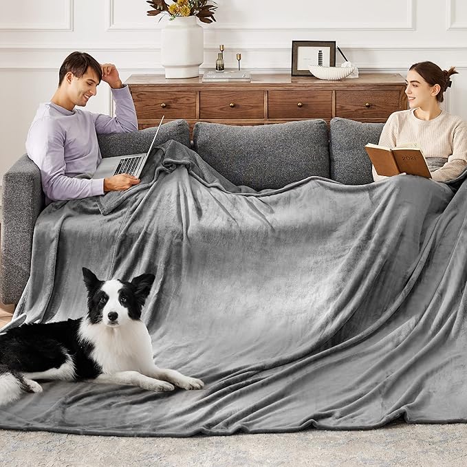 Bedsure GentleSoft Fleece Bed Blankets Large Size Grey - Soft Lightweight Fuzzy Cozy Luxury Oversized King Blanket Microfiber, Room Home Decor Gifts for Women and Men, 120x120 inches