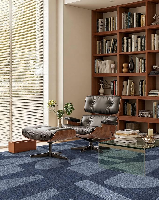 Latte&Fog 6x9 Area Rugs for Living Room Bedroom, Modern Abstract Washable Rug, Boho Non Slip Low Pile Carpet for Indoor Dining Room, Dorm, Classroom, College Dorm, Farmhouse and Kids Room - Navy Blue