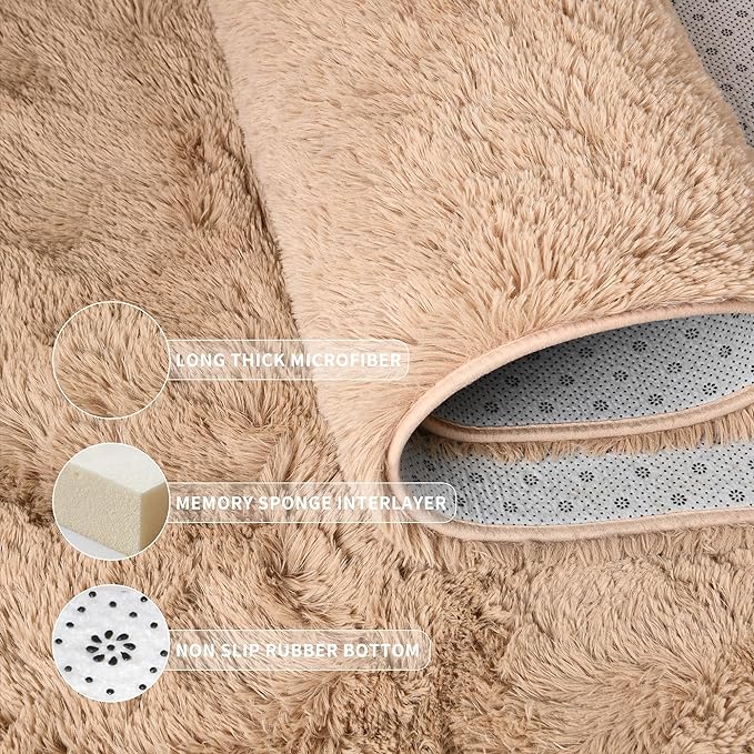 Tepook Area Rugs 10x14 for Living Room, Super Soft Fluffy Rugs for Bedroom, Modern Shaggy Rug Fuzzy Carpets for Kids, Plush Indoor Nursery Home Decor Rug with Non-Slip Bottom, Beige