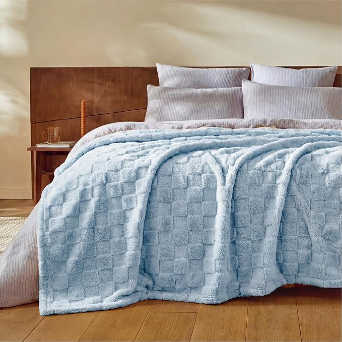 Bedsure GentleSoft King Size Blanket for Bed - Super Soft Cozy Blankets for Kids Girls, Large Fuzzy Fleece Throw for Bedroom Decor, Light Blue,108x90 Inches