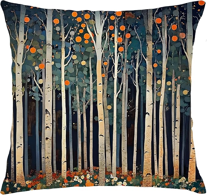 Rustic William Morris Inspired Autumn Forest Decor Pillow Covers 18x18,Vintage Botanical Nature Decorative Throw Pillow Covers for Home Bedroom Living Room