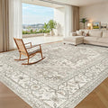 Madane Washable Rug 8x10 Area Rugs for Living Room, Ultra-Thin Non-Slip Backing Rug, Stain Resistant Vintage Large Area Rug for Bedroom (Beige/Brown, 8'x10')