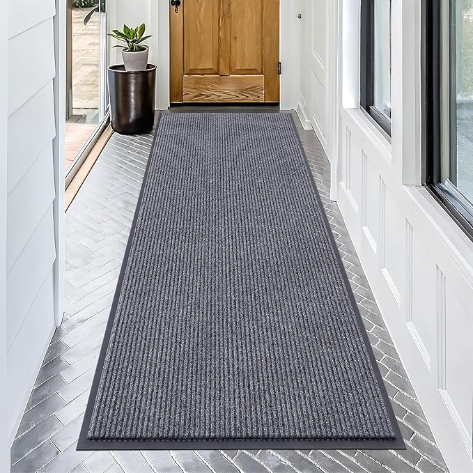 OLANLY Front Door Mat Indoor Outdoor Entrance, Waterproof Heavy Duty Doormat, Fade Resistant, Low Profile, Easy Clean Patio Porch Welcome Floor Mats for Entry, 71x34, Grey