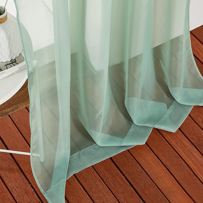NICETOWN Sage Green Sheer Curtains 72 inches Long, Grommet Light Filtering Window Treatments Airy & Breathable Soft Drapes for Kids Room/Bedroom, W54 x L72, 2 Panels
