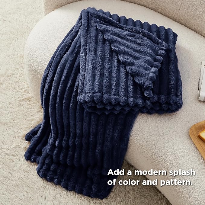 Bedsure GentleSoft Navy Blue Fleece Blanket for Couch - Cozy Soft Blankets for Women, Cute Small Throws for Girls, Navy, 50x70 Inches
